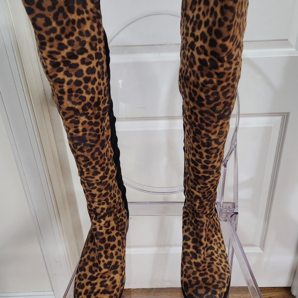 Unisa Over The Knee Leopard Print Boots - image 2